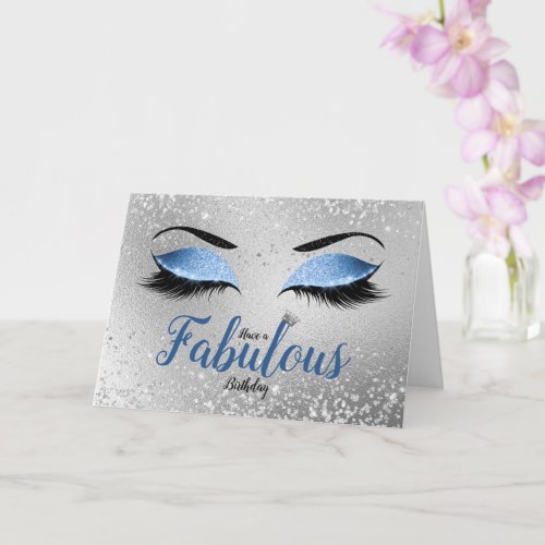 Ocean Blush Blue Fabulous Glitter Eyes Standard Card
