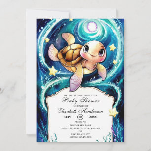 Ocean Boho Turtle Baby Shower Invitation