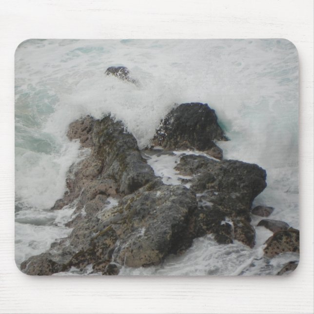 Ocean Breaking on the Rocks Mouse Pad (Front)