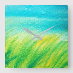 'Ocean Breeze' Abstract Square Wall Clock