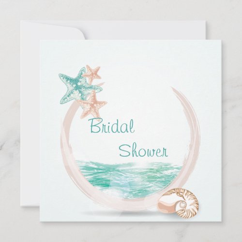 Ocean Breeze Beach Wedding Bridal Shower Custom Announcement