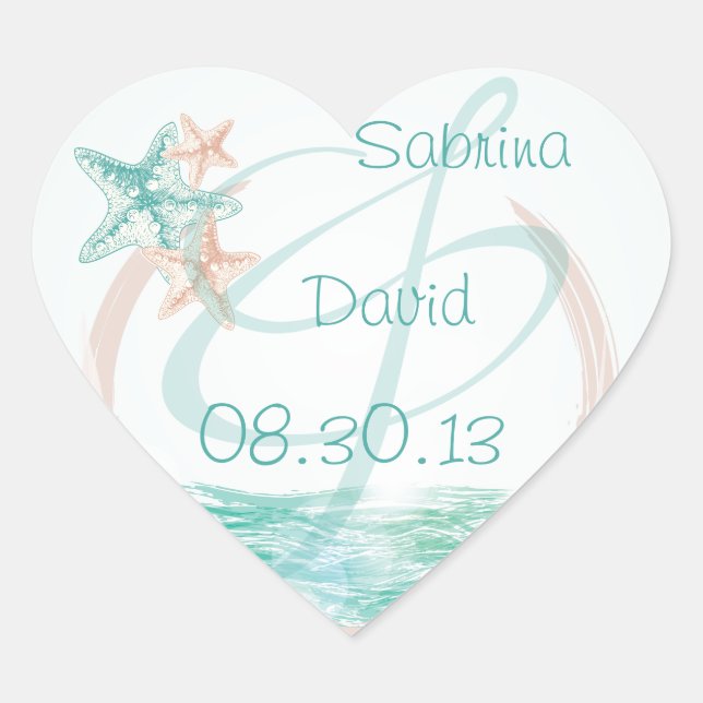 Ocean Breeze Beach Wedding Envelope Seal (Front)