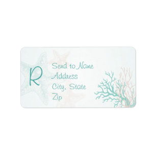 Ocean Breeze Beach Wedding Monogram Label