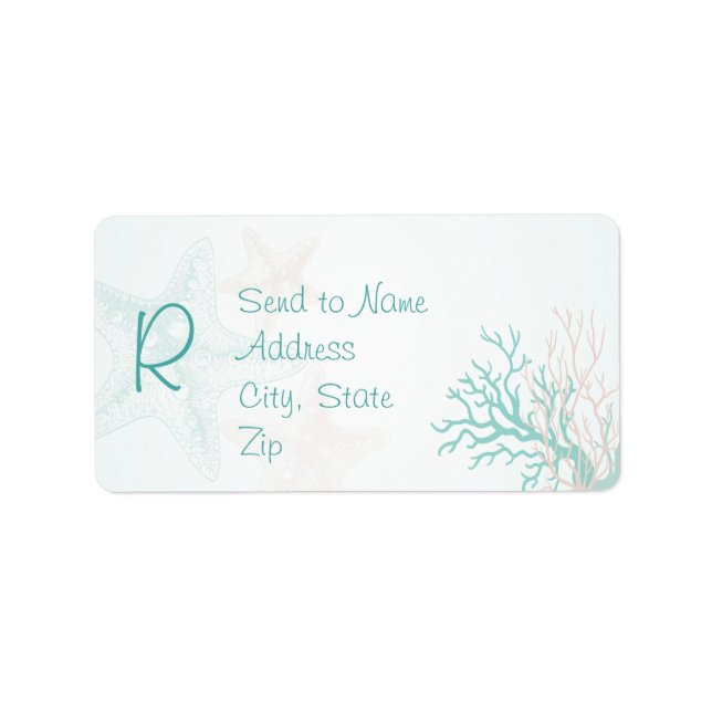 Ocean Breeze Beach Wedding Monogram Label (Front)