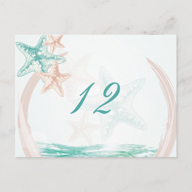 Ocean Breeze Beach Wedding Table Number (Front)