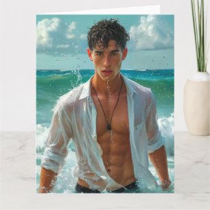 Ocean Breeze Boy Hot Male Card