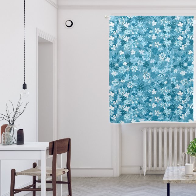 Ocean Breeze Floral Turquoise Botanical Blackout Curtains (Living Room)