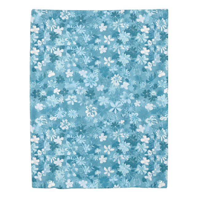 Ocean Breeze Floral Turquoise Botanical Duvet Cover (Front)