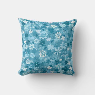 Ocean Breeze Floral Turquoise Botanical Throw Pillow