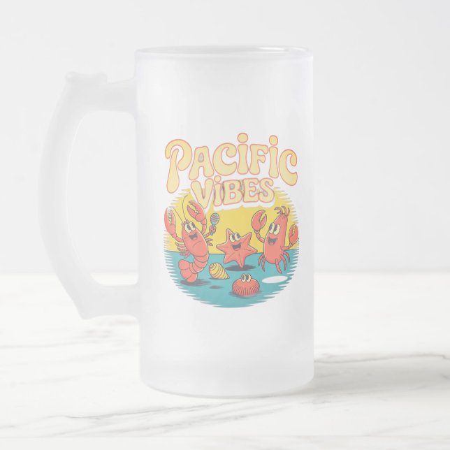 Ocean Breeze Frosted Glass Mug (Left)