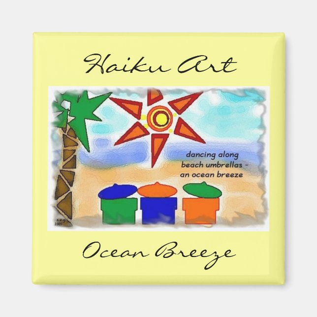 Ocean Breeze Haiku Art Magnet (Front)