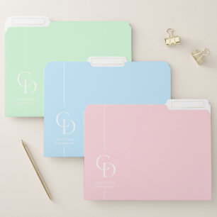 Ocean Breeze Monogram School File Folders