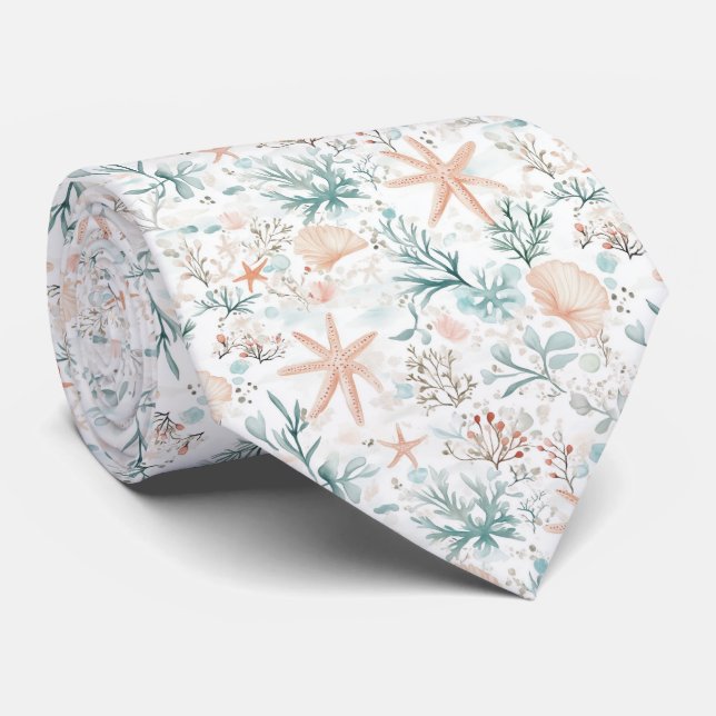 Ocean Breeze Pattern  Neck Tie (Rolled)