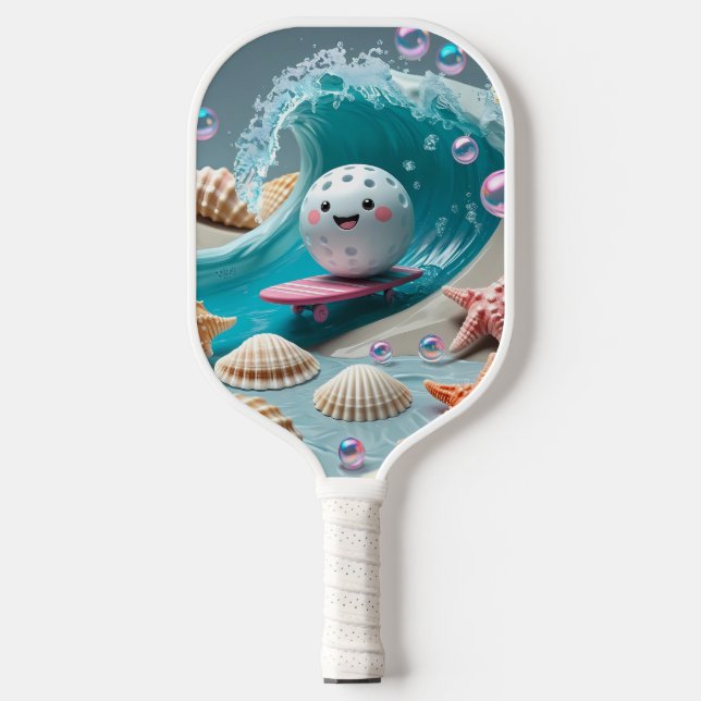 Ocean Breeze Pickleball – Cute Surf & Seashell Pad Pickleball Paddle (Front)