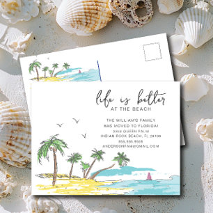 Ocean Breeze Relocation Moving Announcement Postcard