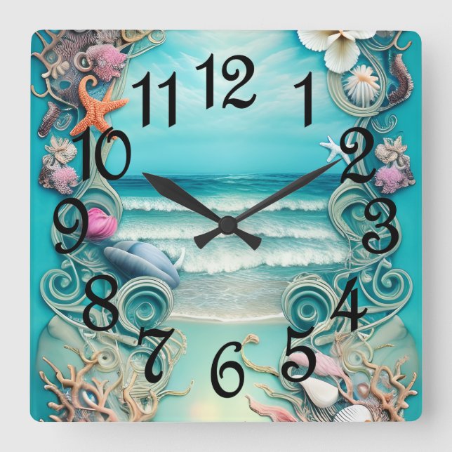Ocean Breeze  Square Wall Clock (Front)