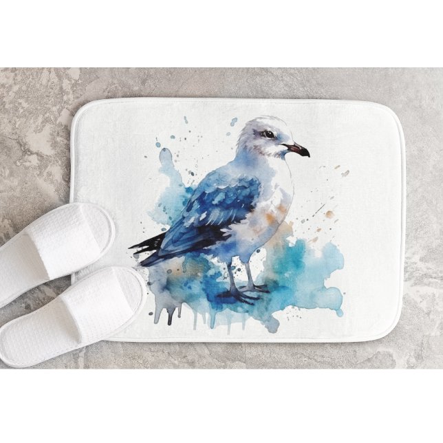 Ocean Breeze: Watercolor Seagull Bath Mat (Creator Uploaded)
