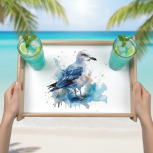 Ocean Breeze: Watercolor Seagull Serving Tray