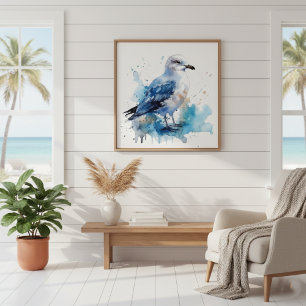 Ocean Breeze: Watercolor Seagull Sign