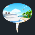 Ocean Cake Topper<br><div class="desc">Illustration of a cruise porting on the shore</div>