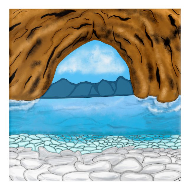 Ocean, Canyon and Mountains Digital Art   (Front)