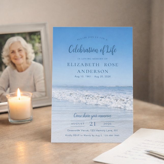 Ocean Celebration Of Life Memorial  Invitation (Creator Uploaded)