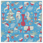 ocean christmas mermaid seahorse santa jellyfish  fabric