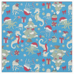 ocean christmas seahorse santa octopus jellyfish  fabric