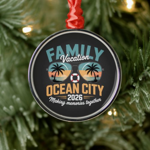Ocean City Beach Metal Ornament