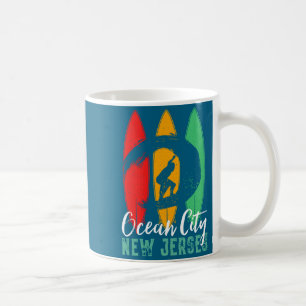 Ocean City Beach New Jersey Vintage Retro Surfing  Coffee Mug