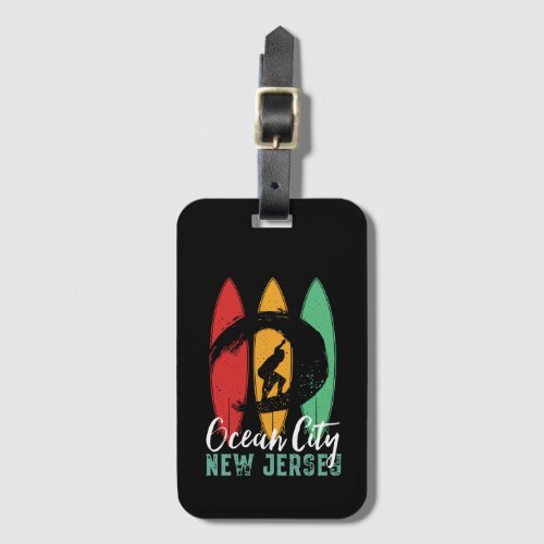 Ocean City Beach New Jersey Vintage Retro Surfing Luggage Tag