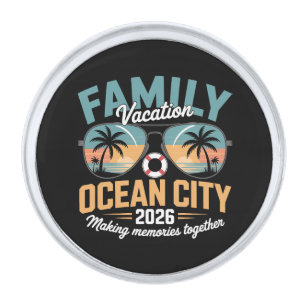 Ocean City Beach Silver Finish Lapel Pin