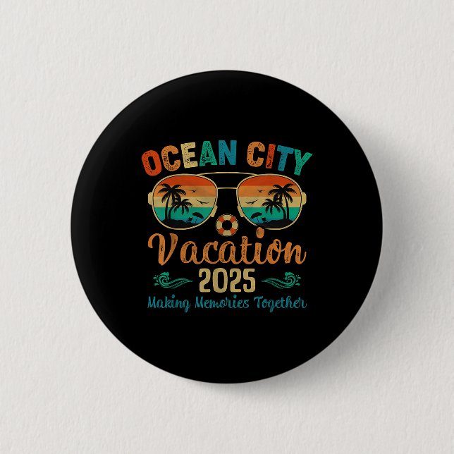 Ocean City Beach Vacation 2025 Friends Family Summ Button (Front)
