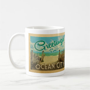 Ocean City Beach Vintage Travel Coffee Mug