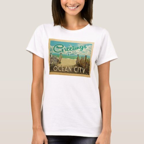 Ocean City Beach Vintage Travel T_Shirt