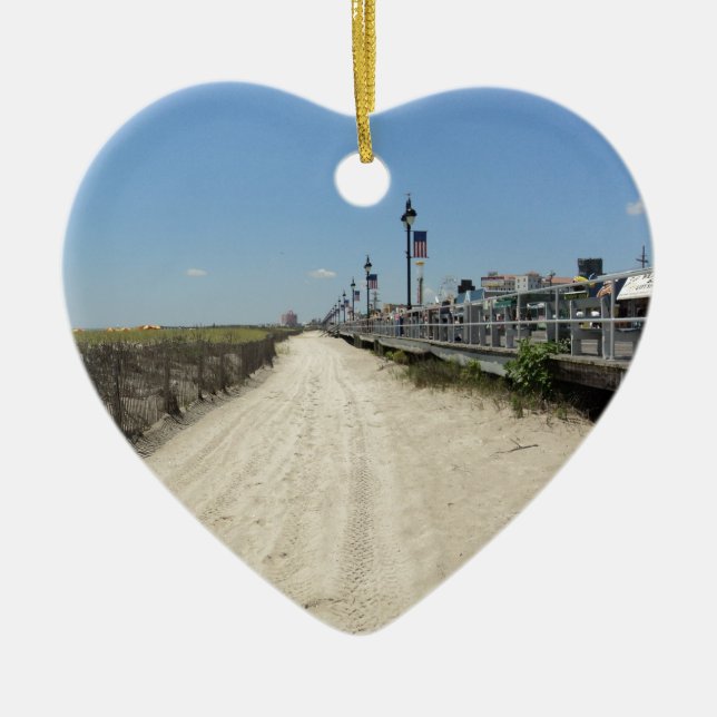 Ocean city Boardwalk Ceramic Ornament (Front)