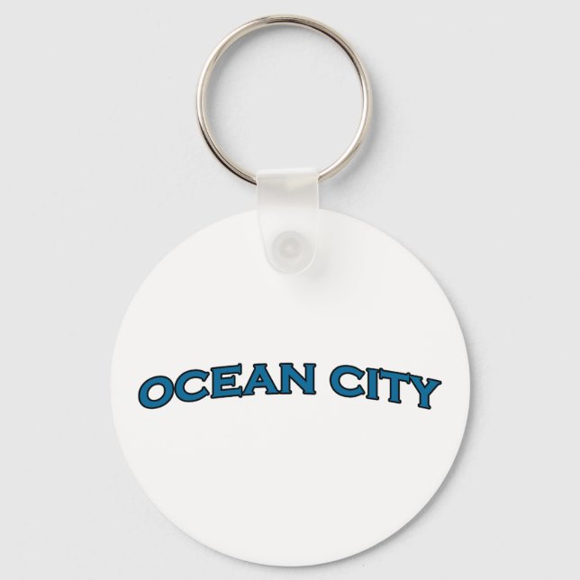 Ocean City Maryland Arched Text Logo Keychain (Front)