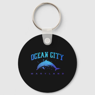 Ocean City Maryland Beach Lover Vacation Dolphin A Keychain