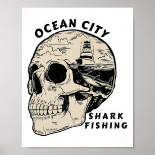 Ocean City Maryland Beach Shark Fishing Salt  Poster