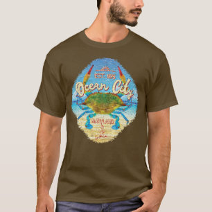 Ocean City Maryland Blue Crab on Beach T-Shirt