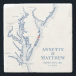 Ocean City Maryland Destination Wedding Favor Stone Coaster<br><div class="desc">These elegant Chesapeake Bay map stone coasters are the perfect gift for newlyweds who love Ocean city, Maryland, or as gifts for your wedding party or Maryland destination wedding favors for your guests. This coaster has a heart over Ocean City and the map includes the coast of New Jersey, Delaware,...</div>