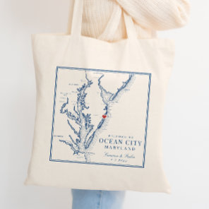 Ocean City Maryland Elegant Navy Wedding Welcome Tote Bag