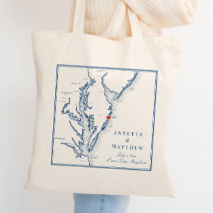Ocean City Maryland Elegant Navy Wedding Welcome Tote Bag