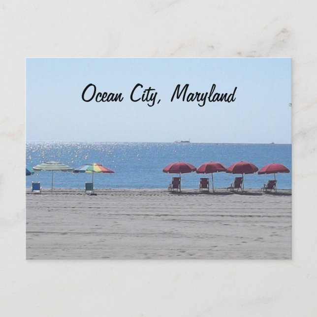 Ocean City, Maryland - Empty Beach Postcard (Front)