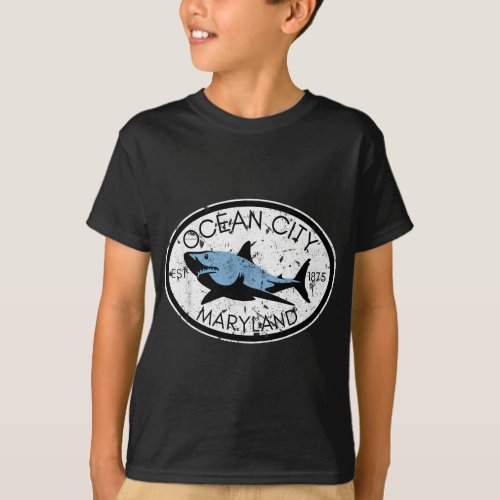 Ocean City Maryland Fishing Shark Fish Beach MD Vi T_Shirt