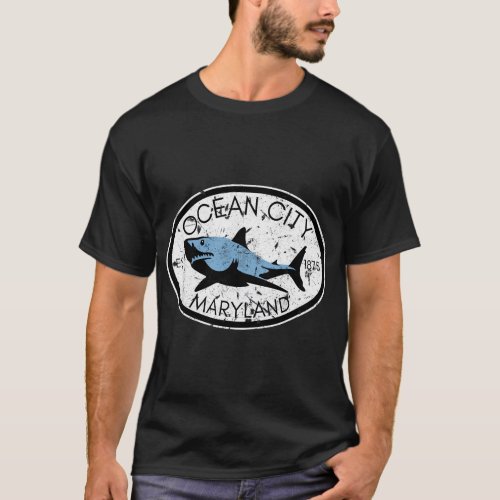 Ocean City Maryland Fishing Shark Fish Beach MD Vi T_Shirt