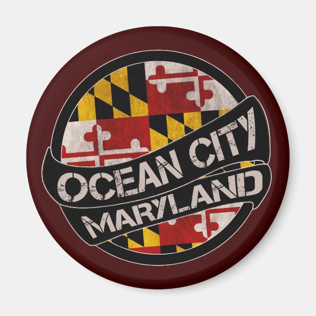 Ocean City Maryland flag grunge magnet (Front)