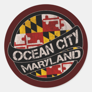 Ocean City Maryland flag grunge stickers