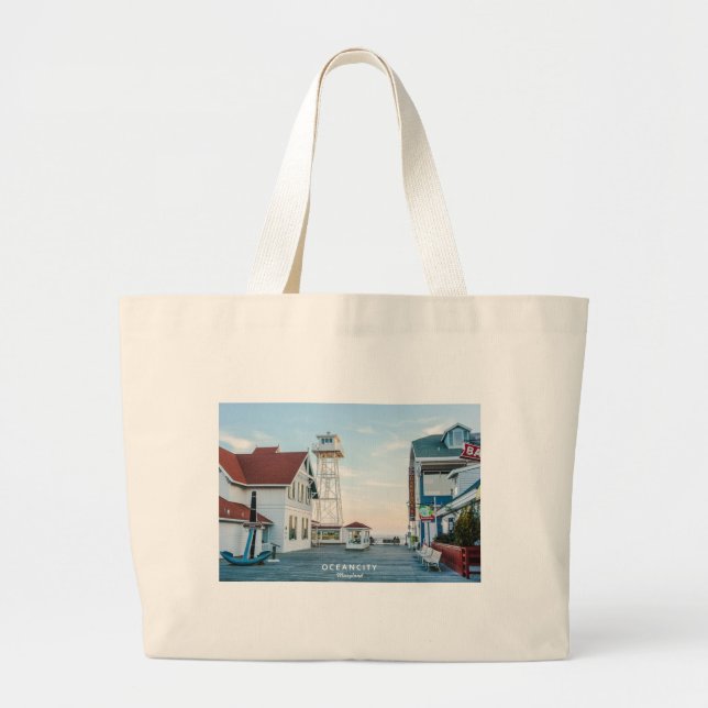Ocean City Maryland. Large Tote Bag (Front)
