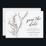 Ocean City Maryland Map Minimal Modern Wedding Save The Date<br><div class="desc">Announce your coastal Ocean City wedding in style with our modern black and white Chesapeake Bay map-themed Save the Date cards from Zazzle! Featuring exquisite detailing and a touch of coastal charm, these cards perfectly capture the essence of your Ocean City, Maryland wedding. With iconic landmarks like The Grand Hotel,...</div>